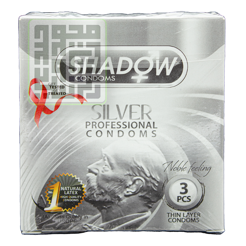 کاندوم خاردار سه تایی شادو داروخانه آنلاین داروچی (15) سیلور نقره ای کاندوم 3 تایی شادو نقره ای SILVER