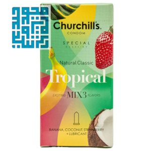 کاندوم چرچیلز مدل Tropical روان کننده 12 تایی-داروخانه داروچی (1)