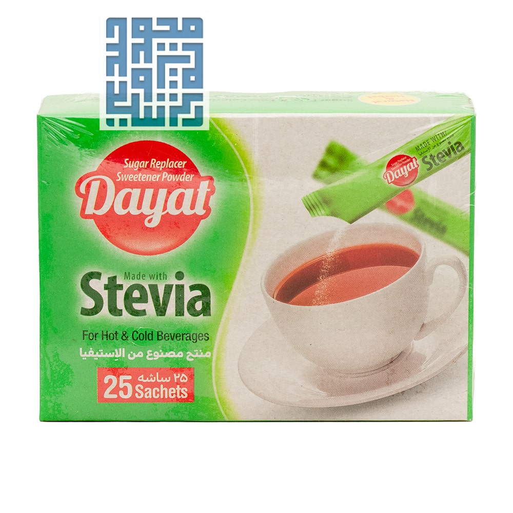 dayat-stevia-100-sache-darochi.com (1) پودر شیرین کننده بدون قند دایات بسته 100 عددی