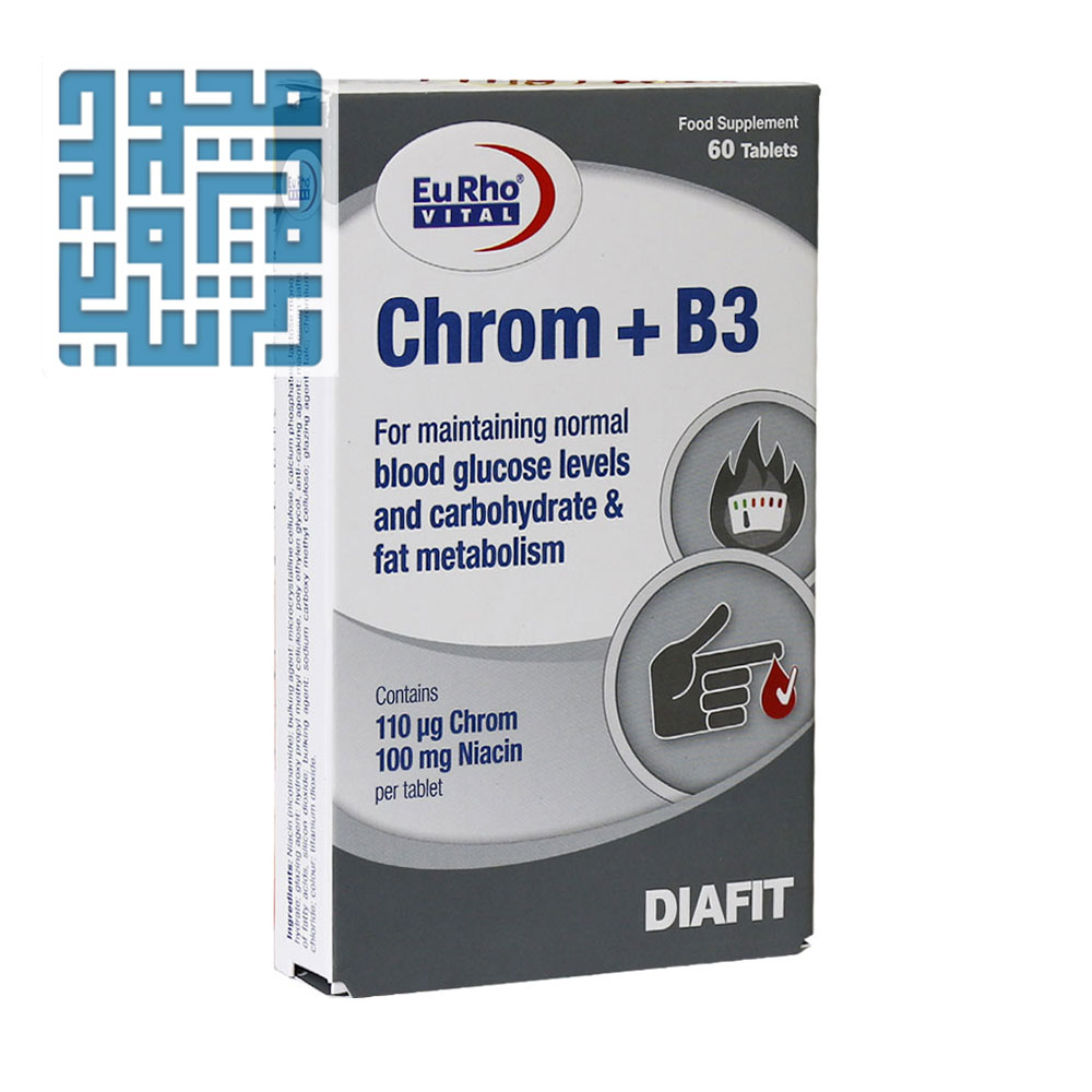 eurho-vital-chrom-and-vitamin-b3-tabs (1) قرص کروم و ویتامین B3 یوروویتال 60 عددی