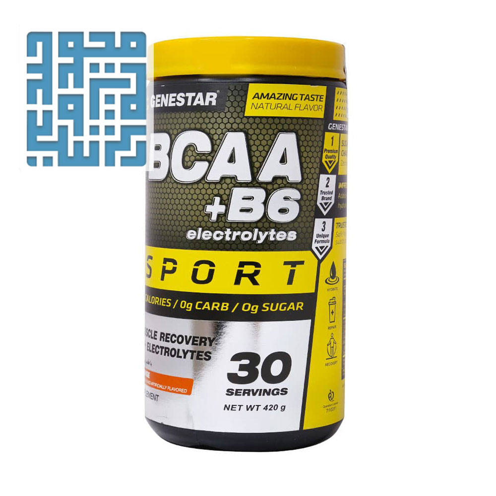 genestar-bcaa-and-b6-powder (1) خرید پودر بی سی ای ای و ب6 ژن و الکترولیت استار 420 گرمی