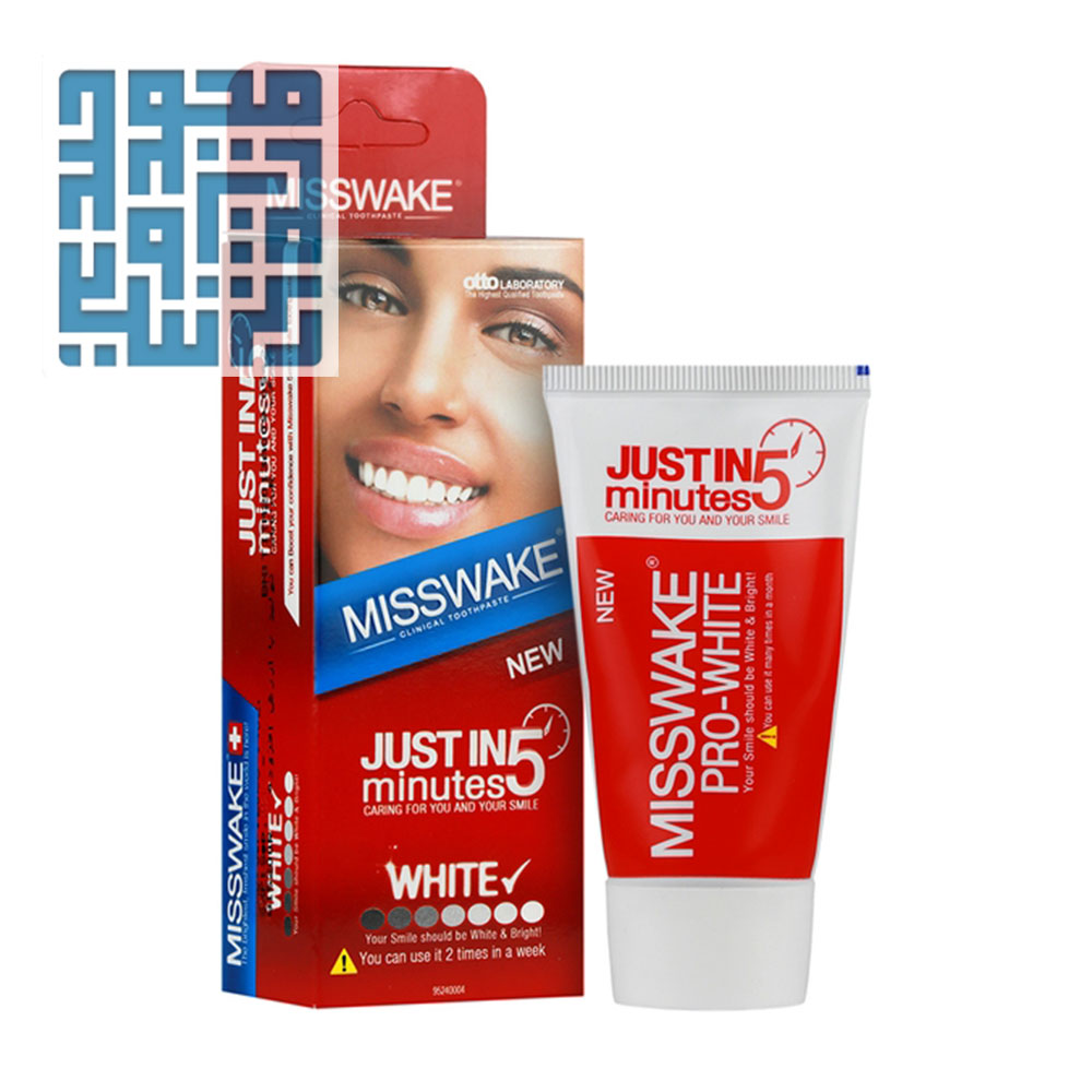 3misswake-whitenind-just-in-5-minutes-toothpaste:www.darochi.com خرید خمیر دندان سفید کننده میسویک مدل Just in 5 Minutes حجم 50 میلی لیتر